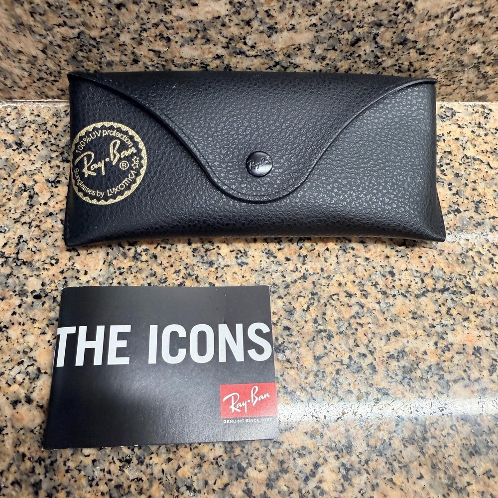 Ray-Ban Black Pebbled Faux Leather Sunglasses Case with Booklet
